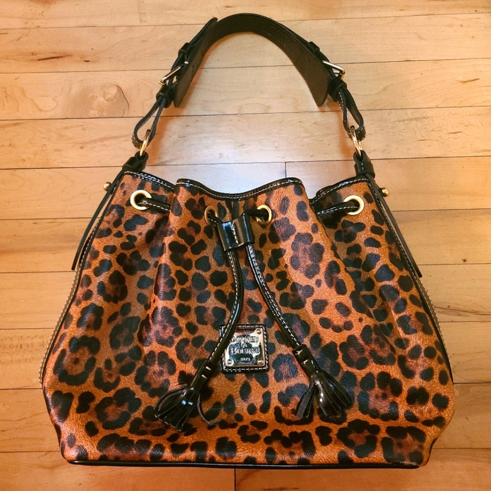 Dooney and Bourke Leopard Drawstring Bucket Bag